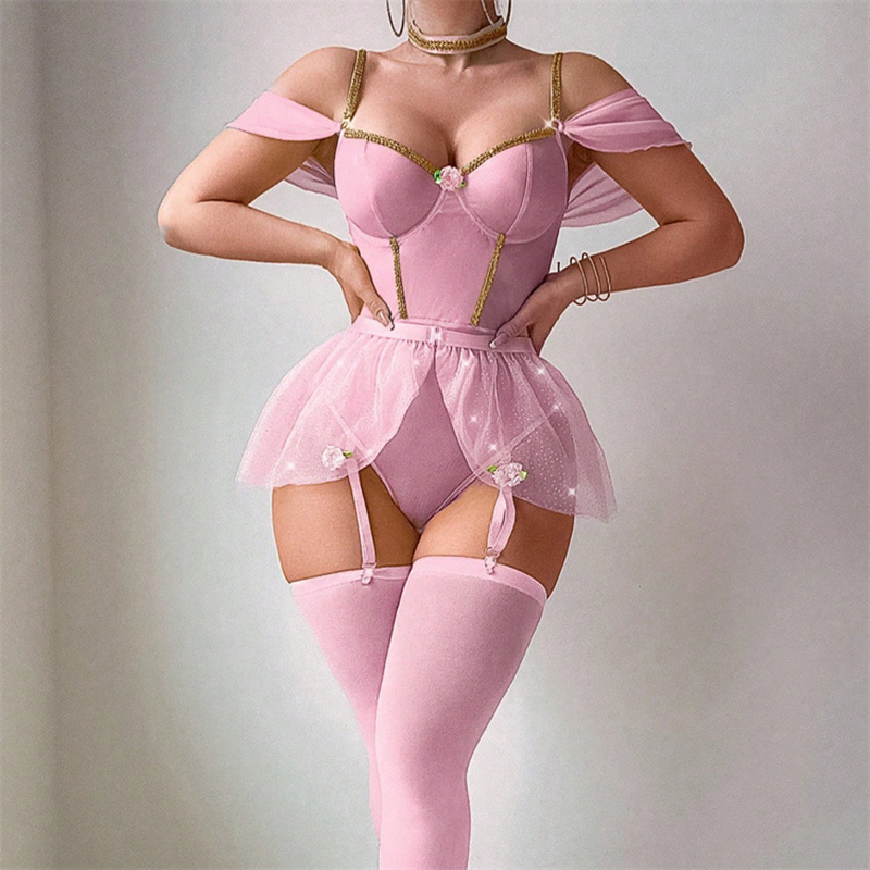 Shiny Bodysuit Lingerie Set Wo - Fishnet Stocking Women review and price