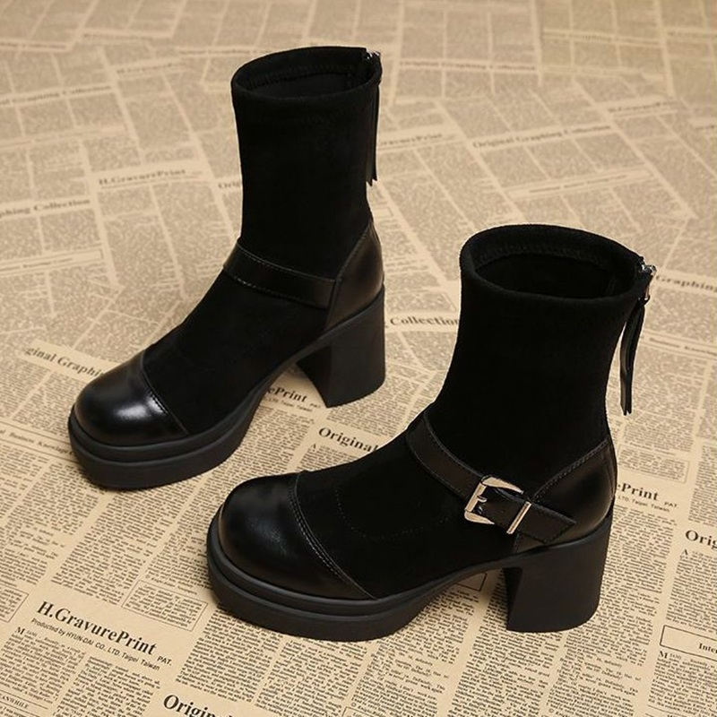 Women Platform Chunky High Hee - No Show Sock Women review and price